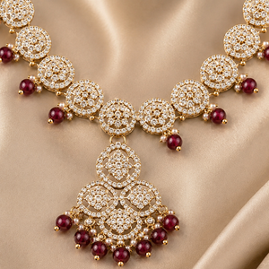 Jovera Joyce Crystal Rhinestone Gold Plated Royal Ruby Accent Bridal Jewelry Set Jovera Joyce