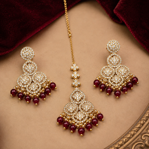Jovera Joyce Crystal Rhinestone Gold Plated Royal Ruby Accent Bridal Jewelry Set Jovera Joyce