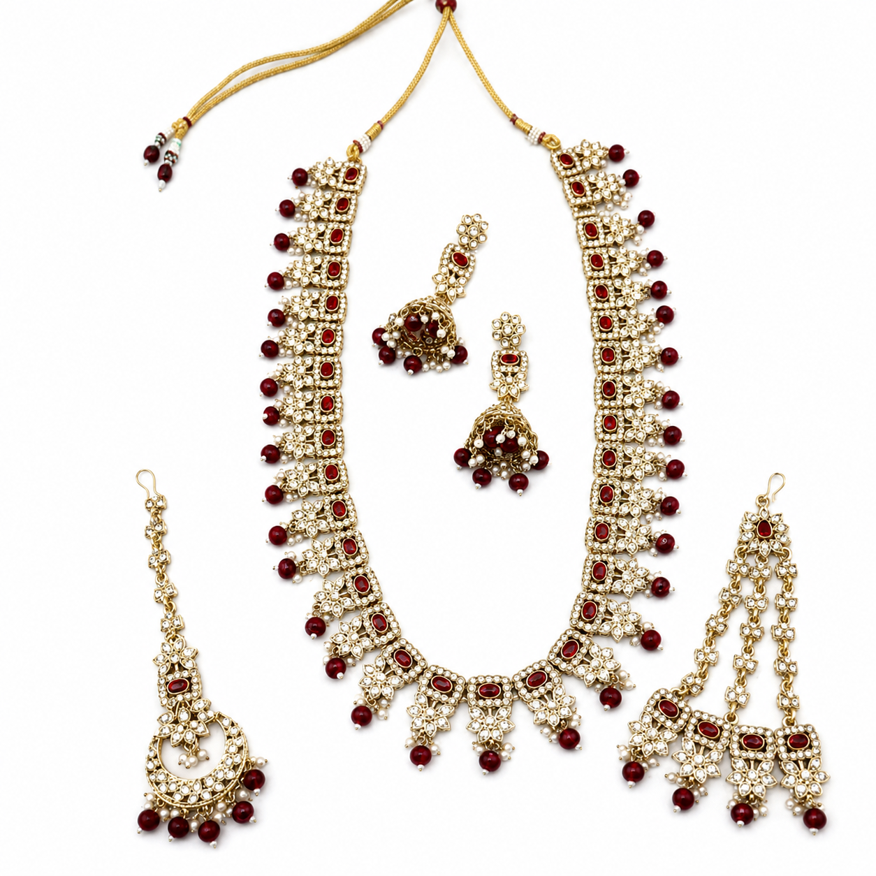 Jovera Joyce Ruby Red Gold Plated Royal Heritage Bridal Jewelry Set Jovera Joyce