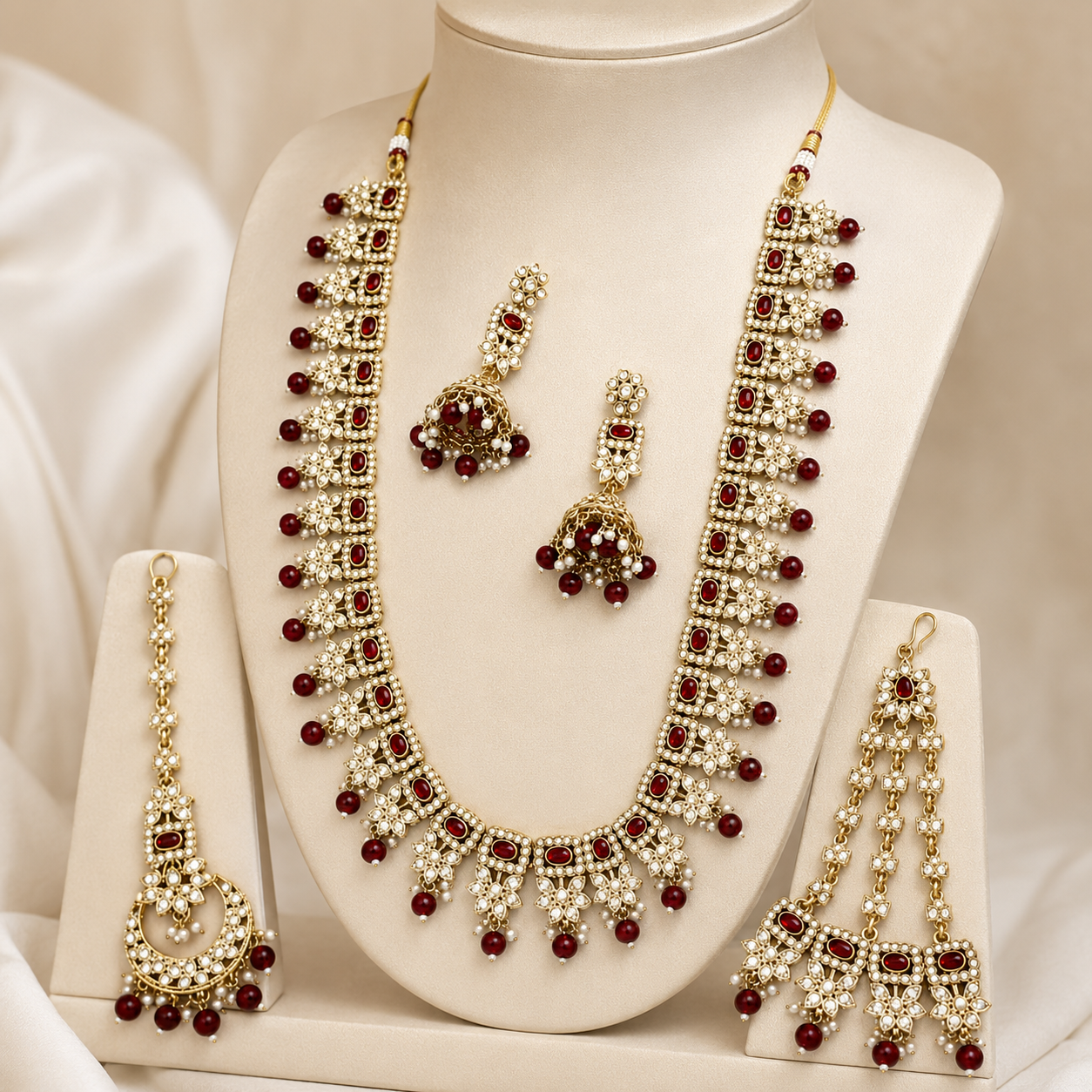 Jovera Joyce Ruby Red Gold Plated Royal Heritage Bridal Jewelry Set Jovera Joyce