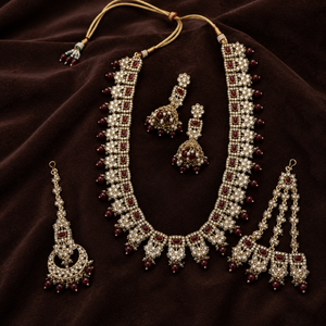 Jovera Joyce Ruby Red Gold Plated Royal Heritage Bridal Jewelry Set Jovera Joyce