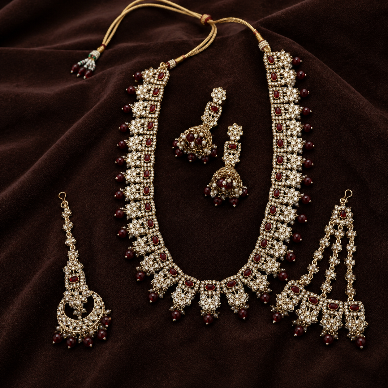 Jovera Joyce Ruby Red Gold Plated Royal Heritage Bridal Jewelry Set Jovera Joyce