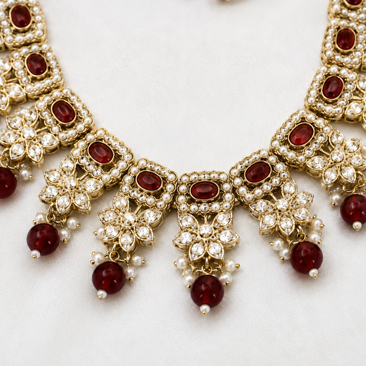 Jovera Joyce Ruby Red Gold Plated Royal Heritage Bridal Jewelry Set Jovera Joyce