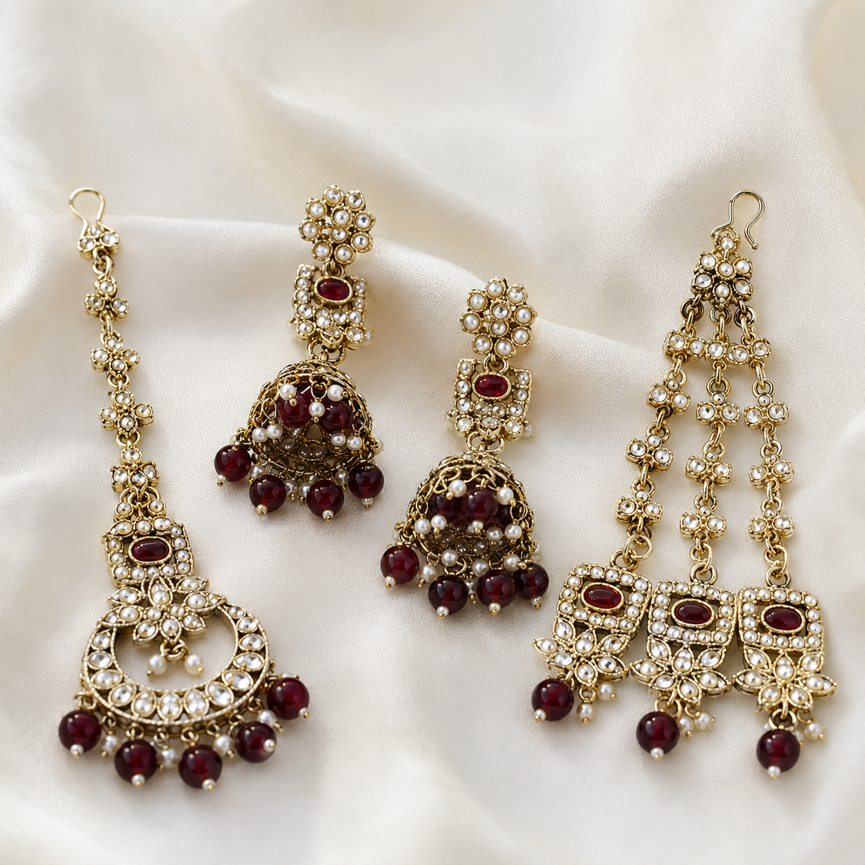 Jovera Joyce Ruby Red Gold Plated Royal Heritage Bridal Jewelry Set Jovera Joyce