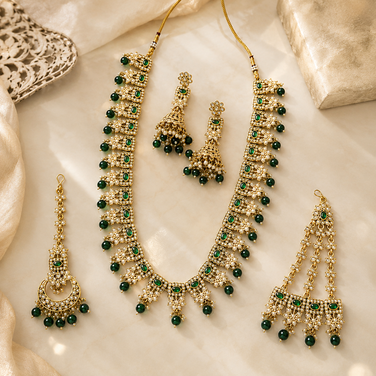 Jovera Joyce Emerald Reverie Gold-Plated Zircon Long Necklace Collection Jovera Joyce