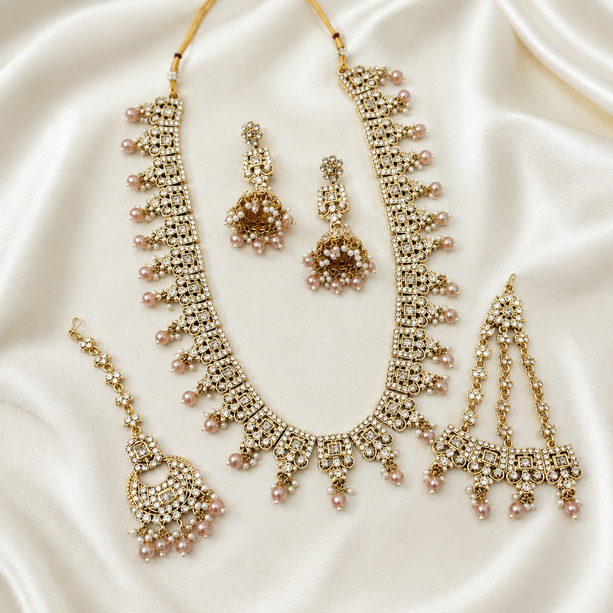 Jovera Joyce Ivory Blush Radiance Gold-Plated Long Necklace Collection Jovera Joyce