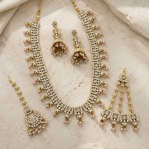 Jovera Joyce Ivory Blush Radiance Gold-Plated Long Necklace Collection Jovera Joyce