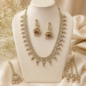 Jovera Joyce Ivory Blush Radiance Gold-Plated Long Necklace Collection Jovera Joyce