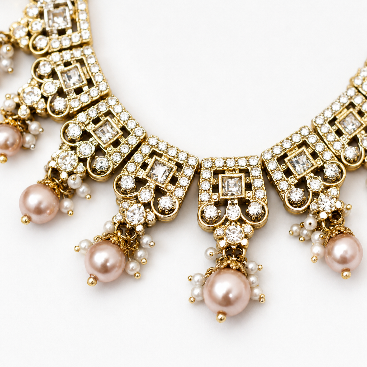 Jovera Joyce Ivory Blush Radiance Gold-Plated Long Necklace Collection Jovera Joyce