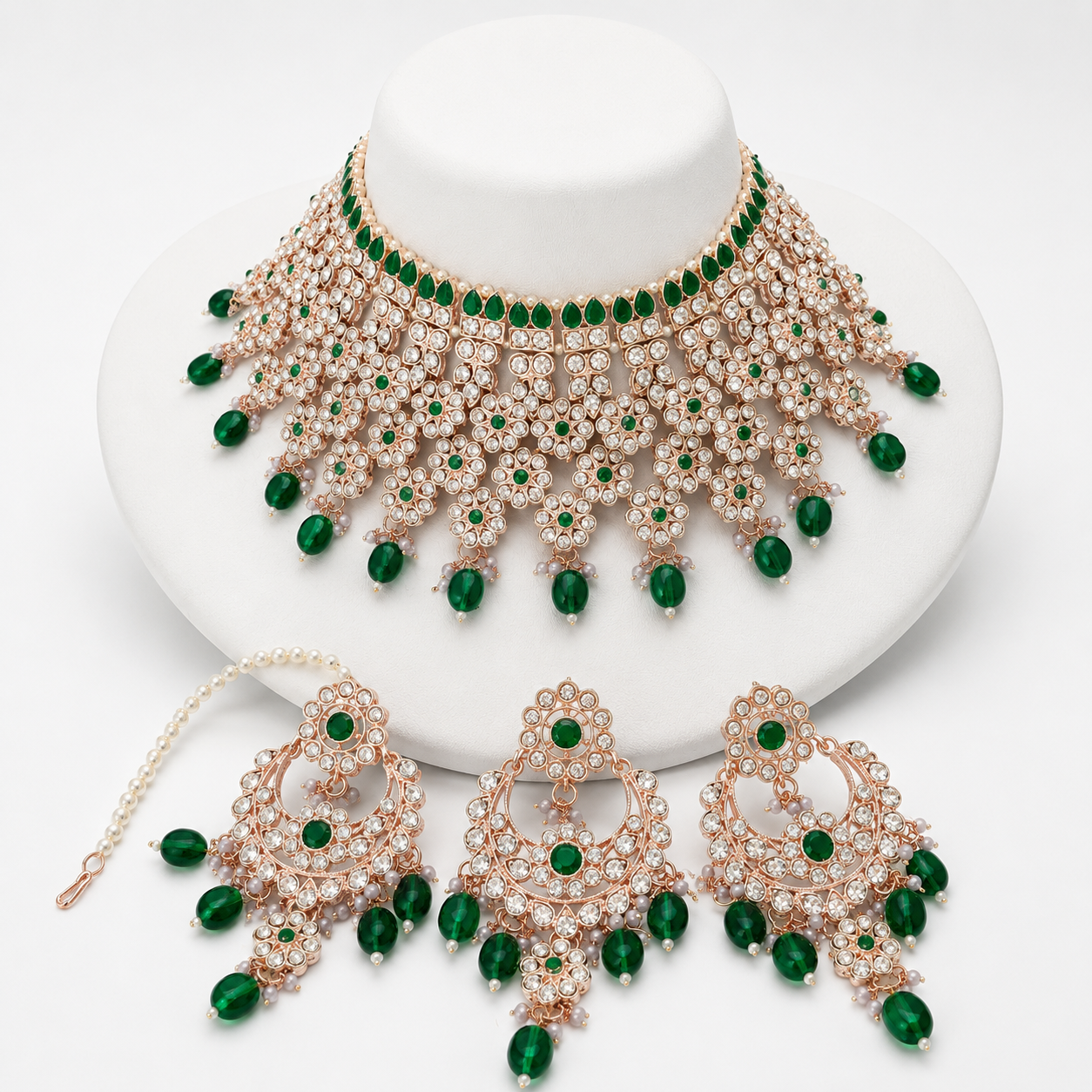 Jovera Joyce Emerald Cascade Gold-Plated Zircon Collar Collection Jovera Joyce