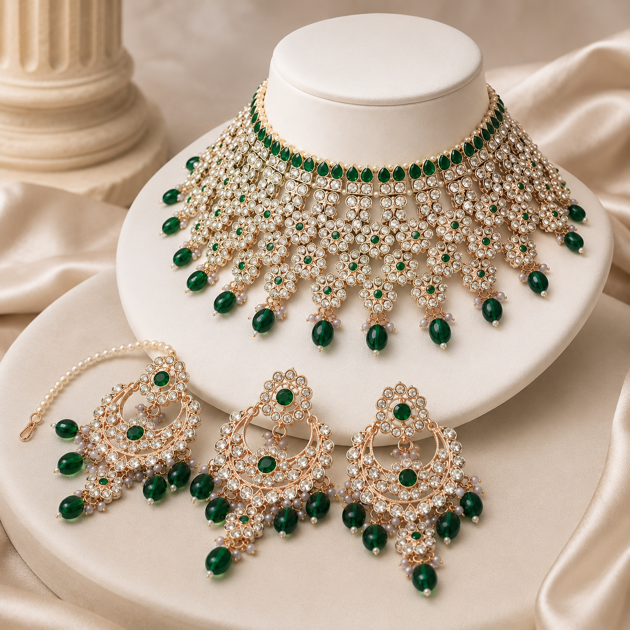 Jovera Joyce Emerald Cascade Gold-Plated Zircon Collar Collection Jovera Joyce