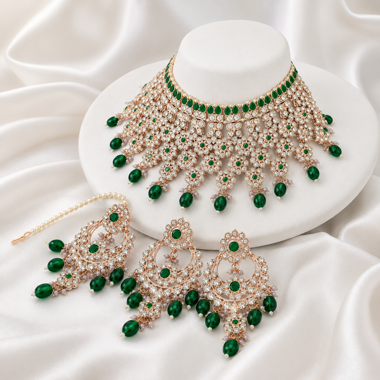 Jovera Joyce Emerald Cascade Gold-Plated Zircon Collar Collection Jovera Joyce