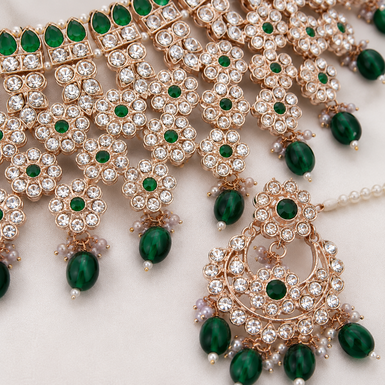 Jovera Joyce Emerald Cascade Gold-Plated Zircon Collar Collection Jovera Joyce