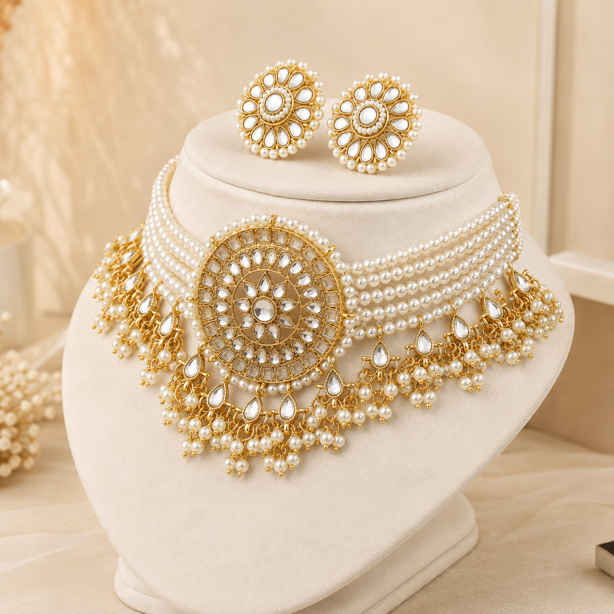 Jovera Joyce Ivory Halo Gold-Plated Zircon Collar Set Jovera Joyce