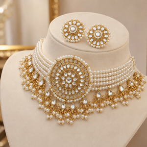 Jovera Joyce Ivory Halo Gold-Plated Zircon Collar Set Jovera Joyce