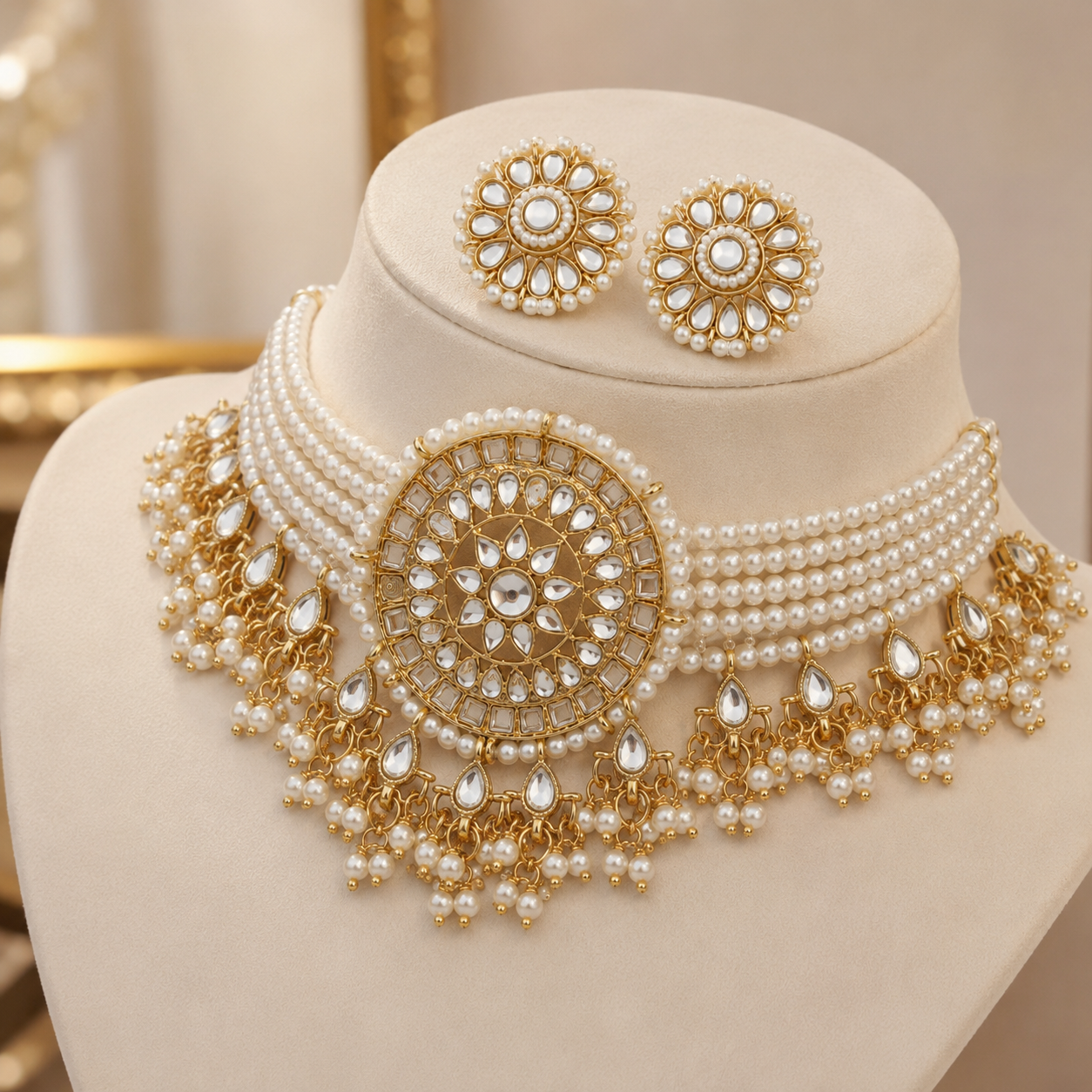 Jovera Joyce Ivory Halo Gold-Plated Zircon Collar Set Jovera Joyce