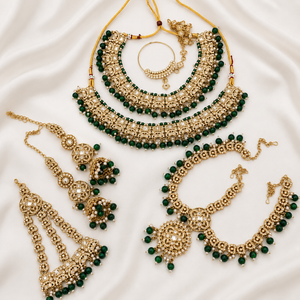 Ethnic High Quality Gold Plated Bridal Jewelry Set Zircon-Embellished Shadow Choker Necklace Earrings Maang Tikka Engagement Jovera Joyce