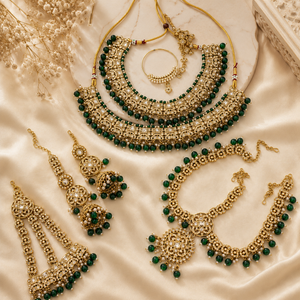 Ethnic High Quality Gold Plated Bridal Jewelry Set Zircon-Embellished Shadow Choker Necklace Earrings Maang Tikka Engagement Jovera Joyce