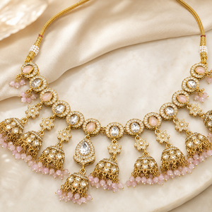 Luxury Indian Bridal Jewelry Set Gold Plated Zircon High Quality Pearls Ethnic Choker Necklace Heavy Earrings Party Engagement Jovera Joyce