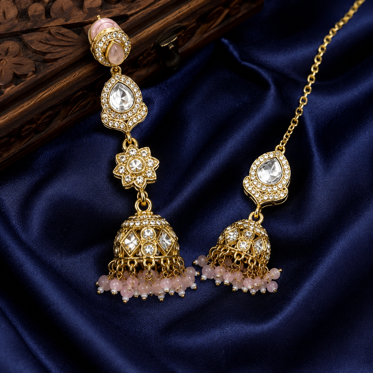 Luxury Indian Bridal Jewelry Set Gold Plated Zircon High Quality Pearls Ethnic Choker Necklace Heavy Earrings Party Engagement Jovera Joyce