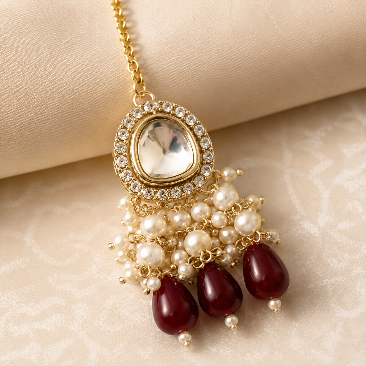 Rouge Perla Gold-Plated Pearl Stone Necklace Set Jovera Joyce