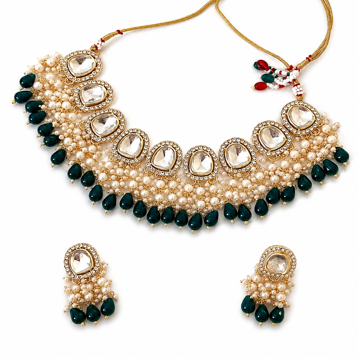Vert de Grâce Gold-Plated Pearl Stone Necklace Set Jovera Joyce