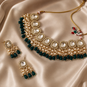 Vert de Grâce Gold-Plated Pearl Stone Necklace Set Jovera Joyce