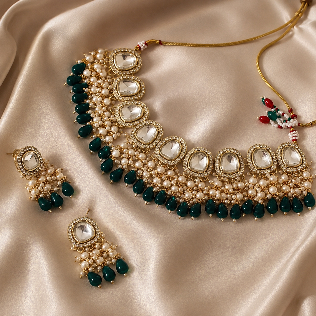 Vert de Grâce Gold-Plated Pearl Stone Necklace Set Jovera Joyce