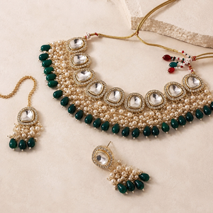 Vert de Grâce Gold-Plated Pearl Stone Necklace Set Jovera Joyce