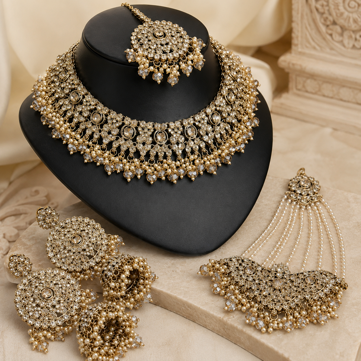 The Célestine Gold-Plated Crystal &amp; Rhinestone Bridal Parure Jovera Joyce