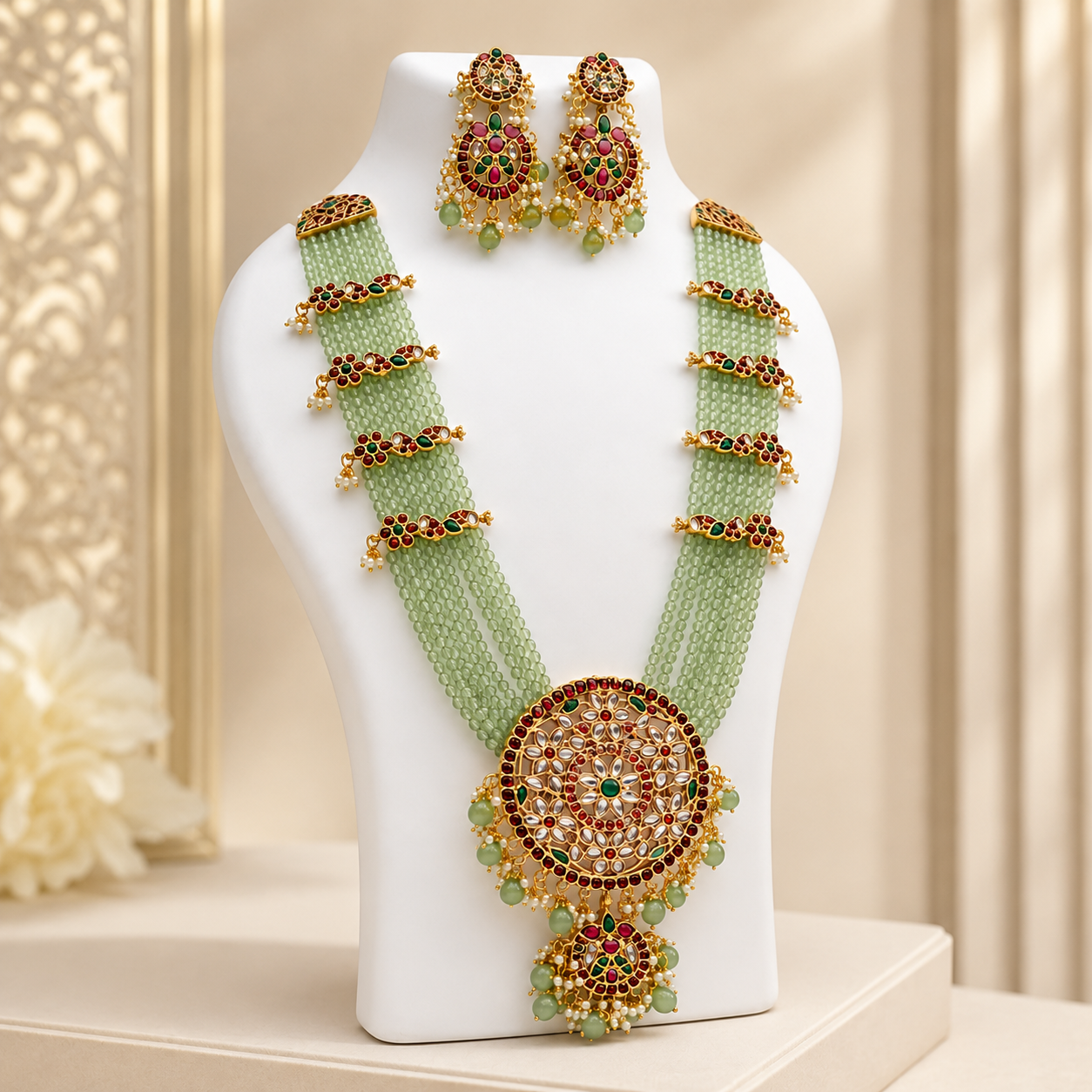 The Verdélisse Gold-Plated Zircon Long Necklace &amp; Earrings Set Jovera Joyce