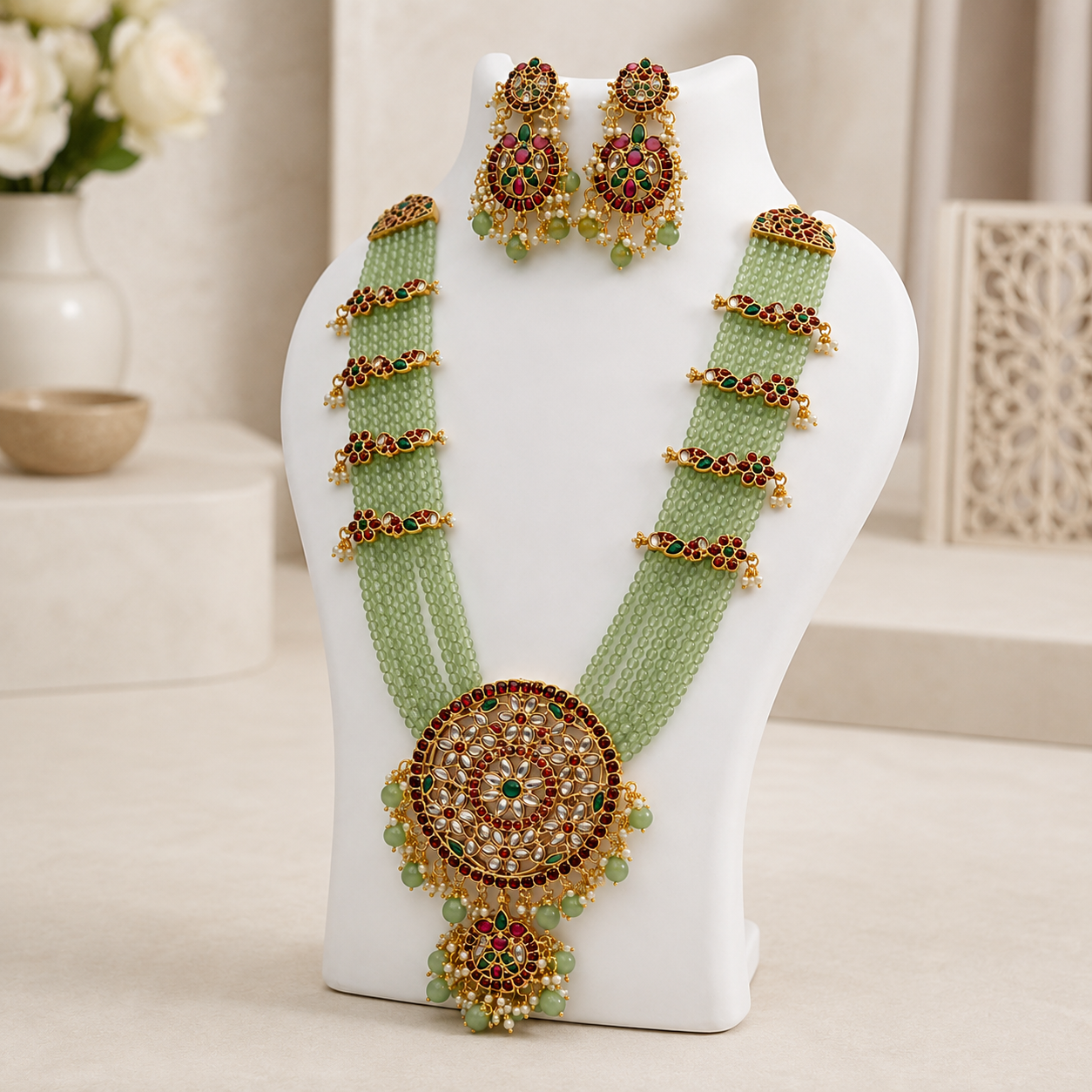 The Verdélisse Gold-Plated Zircon Long Necklace &amp; Earrings Set Jovera Joyce