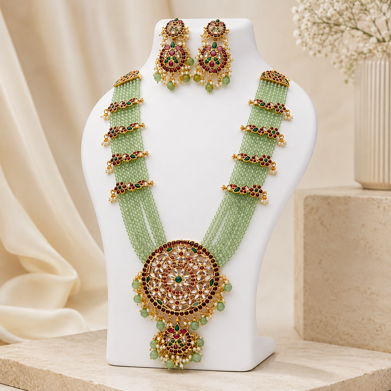 The Verdélisse Gold-Plated Zircon Long Necklace &amp; Earrings Set Jovera Joyce