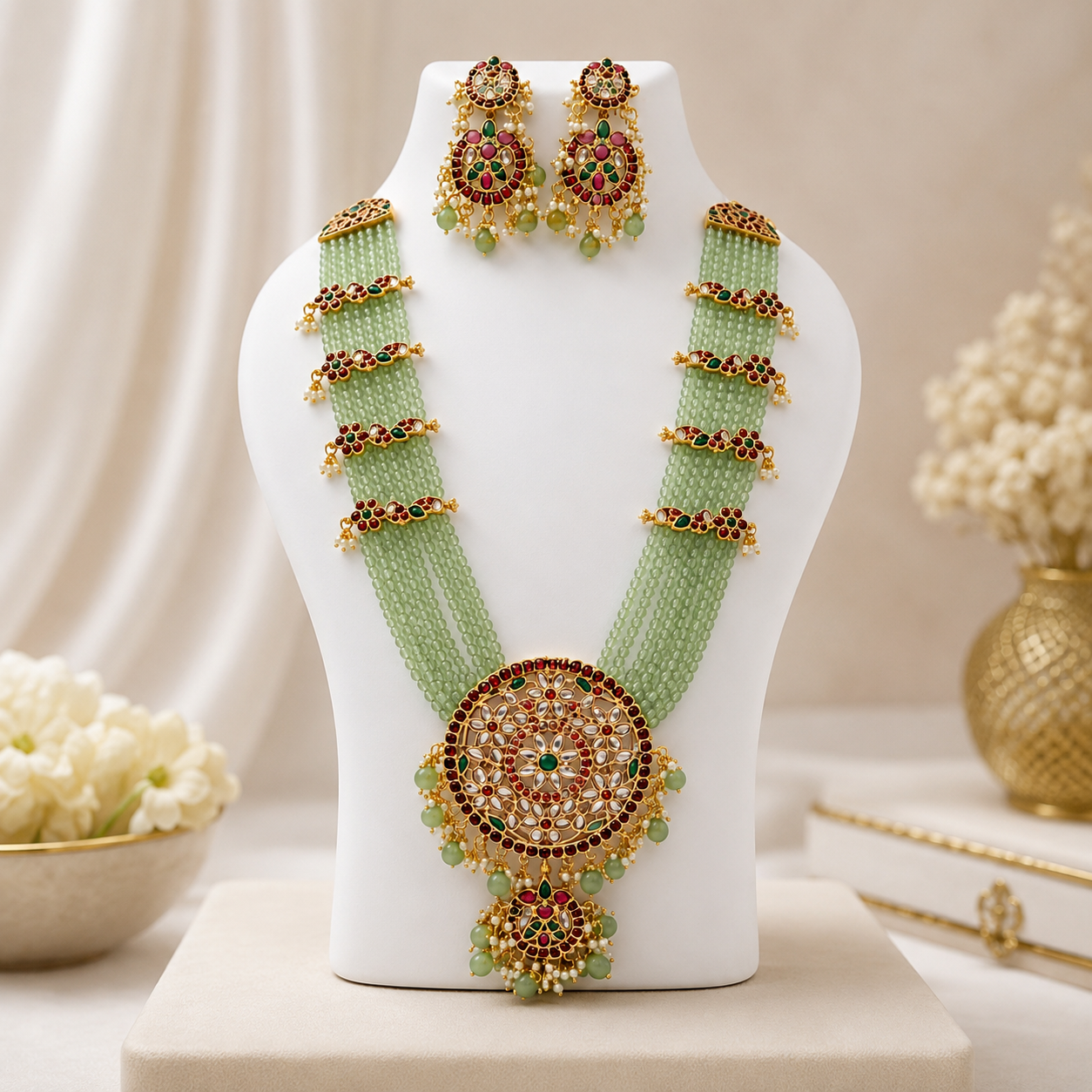 The Verdélisse Gold-Plated Zircon Long Necklace &amp; Earrings Set Jovera Joyce