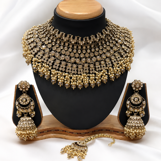 The Aurévienne Gold-Plated Pearl Bridal Choker Set Jovera Joyce