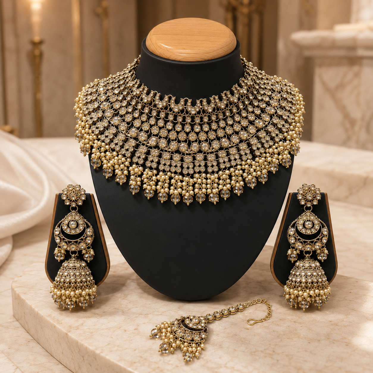 The Aurévienne Gold-Plated Pearl Bridal Choker Set Jovera Joyce