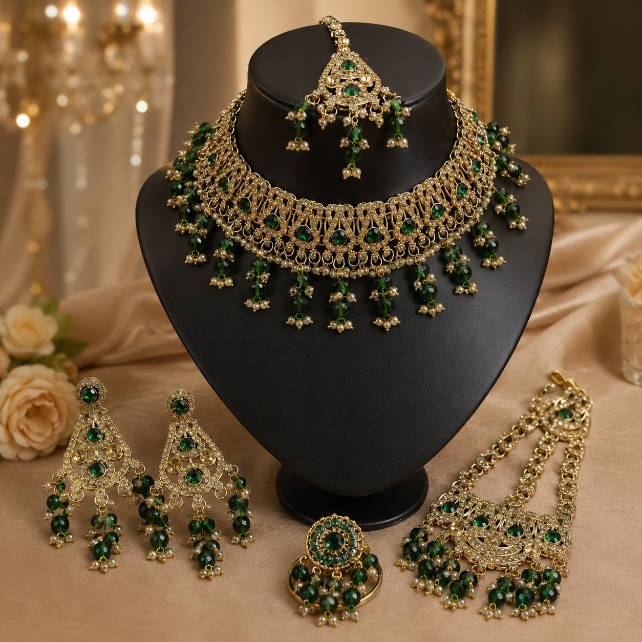 The Verdelune Gold-Plated Pearl Bridal Parure Jovera Joyce