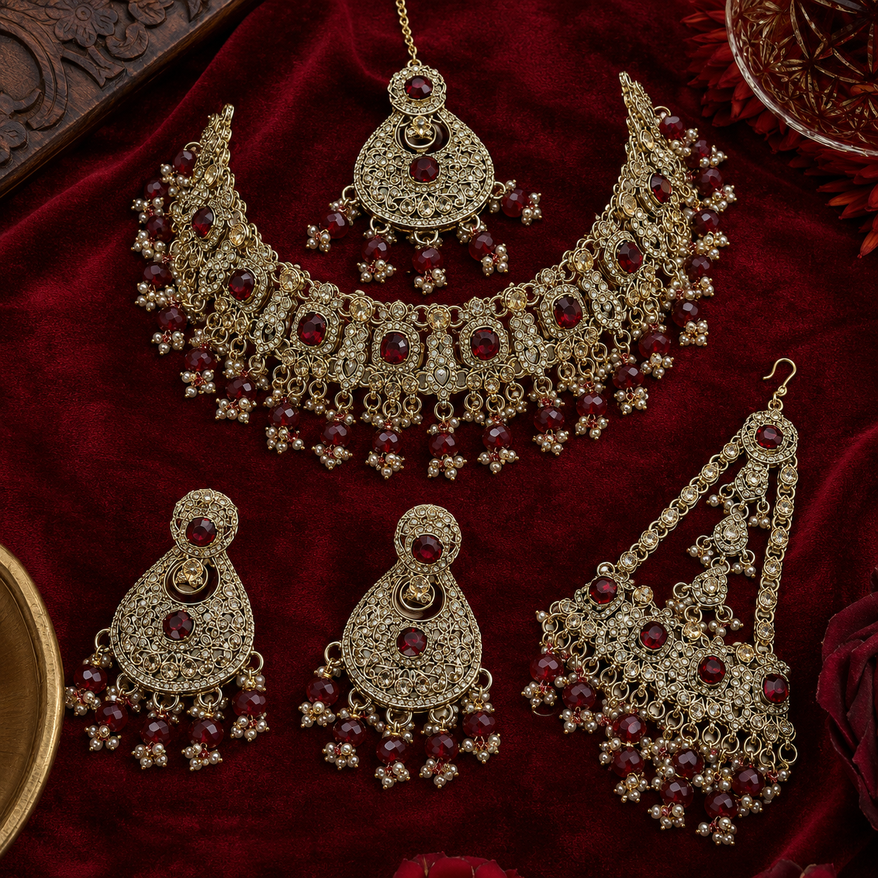 The Rougevielle Gold-Plated Pearl Bridal Parure Jovera Joyce