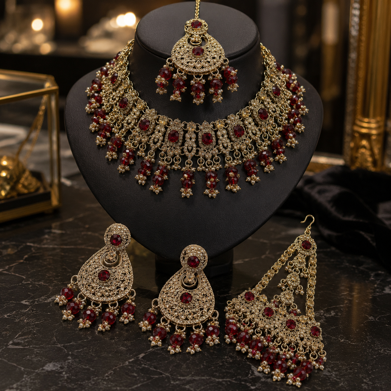 The Rougevielle Gold-Plated Pearl Bridal Parure Jovera Joyce