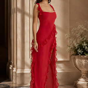 Elan Rouge Ruffle Gown Jovera Joyce
