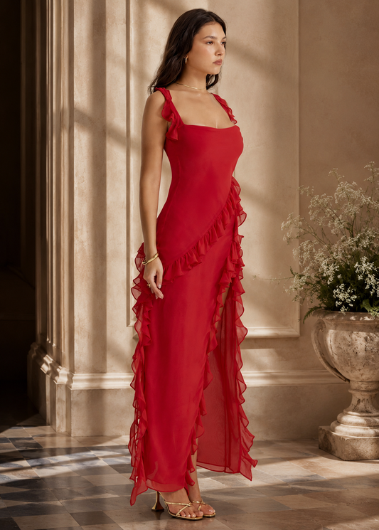 Elan Rouge Ruffle Gown Jovera Joyce