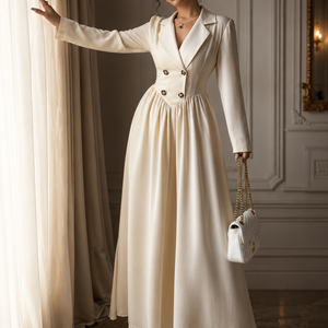 Long-sleeved High-waisted Flared Pleated Dress Jovera Joyce