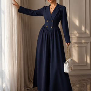 Long-sleeved High-waisted Flared Pleated Dress Jovera Joyce