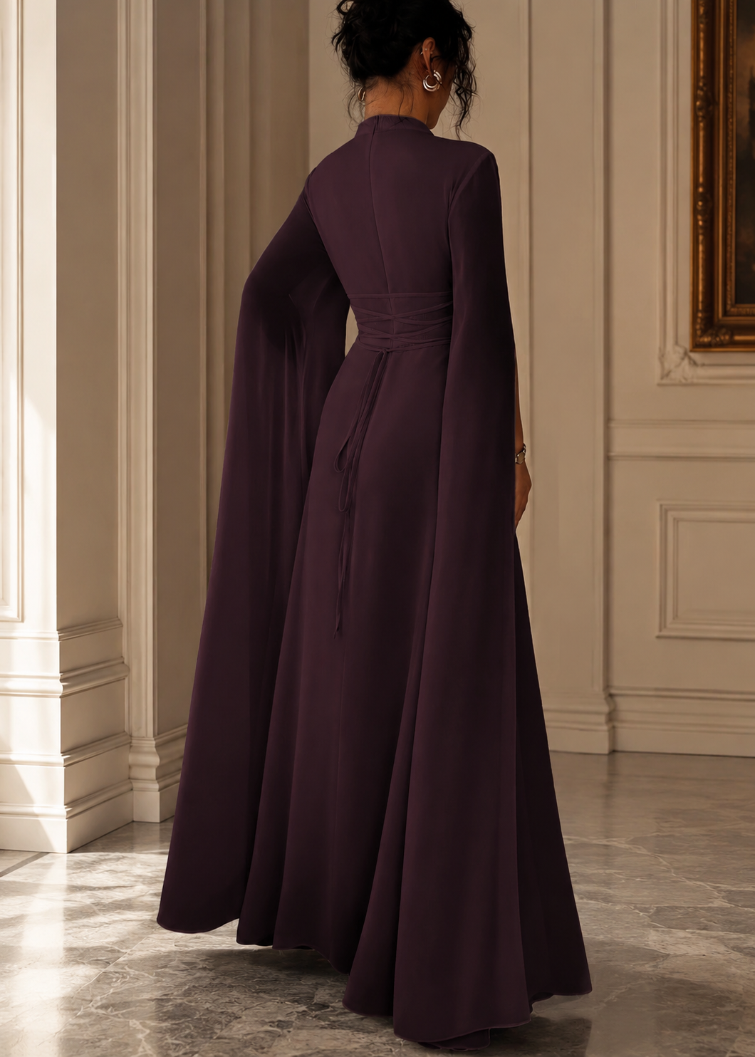Womens Lace-Up Cloak Fit-and-Flare Dress Jovera Joyce