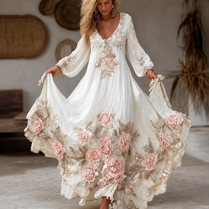 Womens Stylish And Elegant Floral Long-sleeve Dress Jovera Joyce