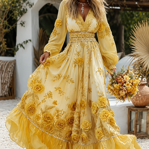 Womens Stylish And Elegant Floral Long-sleeve Dress Jovera Joyce