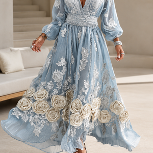 Womens Stylish And Elegant Floral Long-sleeve Dress Jovera Joyce
