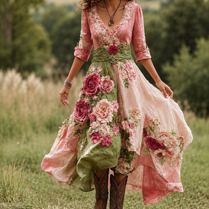 Womens Stylish And Elegant Floral Long-sleeve Dress Jovera Joyce