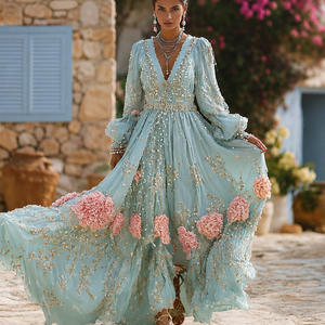 Womens Stylish And Elegant Floral Long-sleeve Dress Jovera Joyce