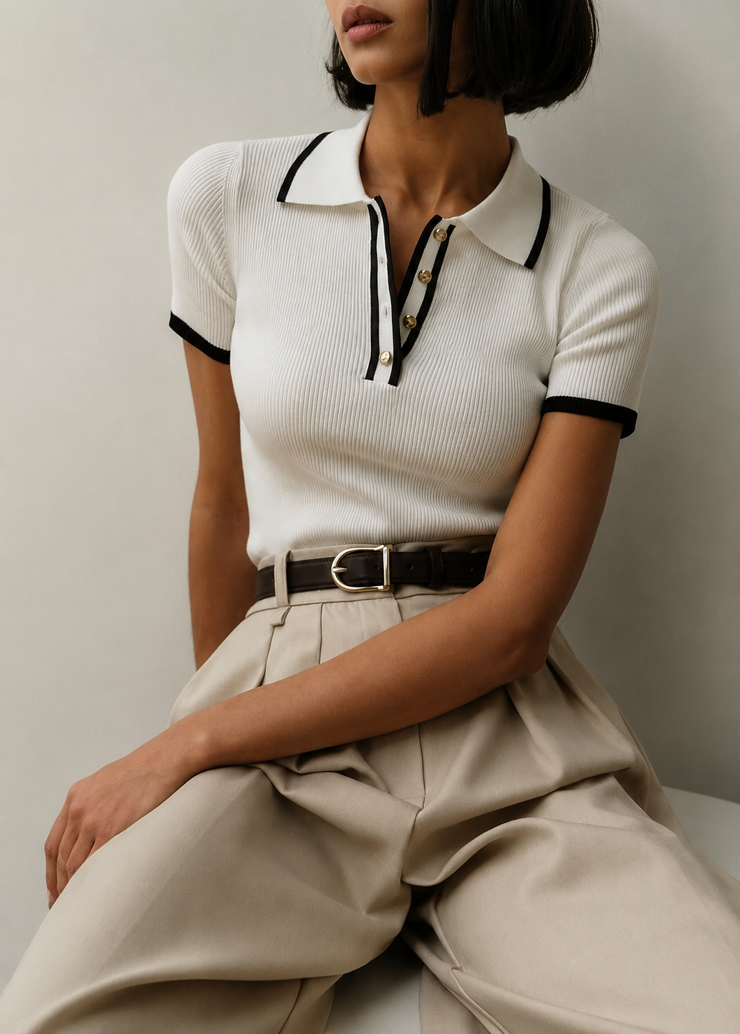 Women's Fashion Elegant Slim-fit Short Sleeve Polo Collar Top Jovera Joyce
